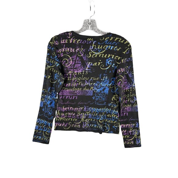 Vintage Y2K Glima Black Paris Long Sleeve Tee MED Goth Edgy Grunge Boho Paris - Picture 2 of 6